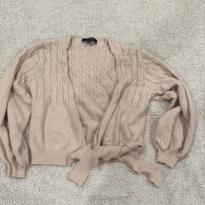 Blue Blush Textured Cream Cardigan